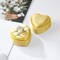 Heart-Shaped Velvet Ring Box – 2-Slot Vintage Engagement & Wedding Jewelry Case, Yellow Mustard Proposal Gift Box for Valentine’s Day & Special Occasions (Yellow Mustard)